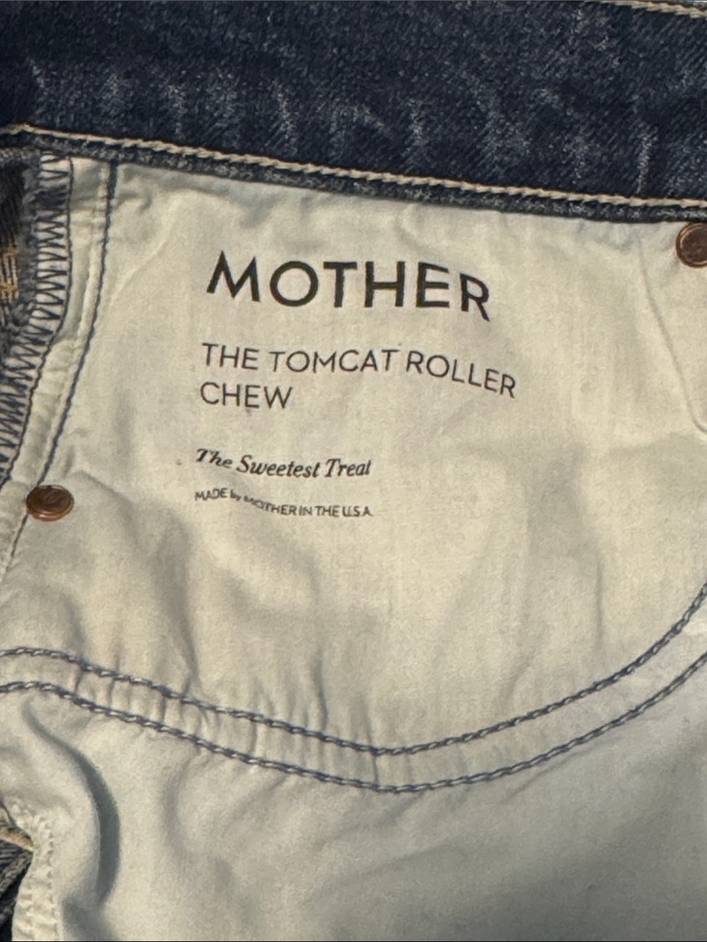 MOTHER Dark Blue Wide-Leg Distressed Jeans - Picture 4 of 4